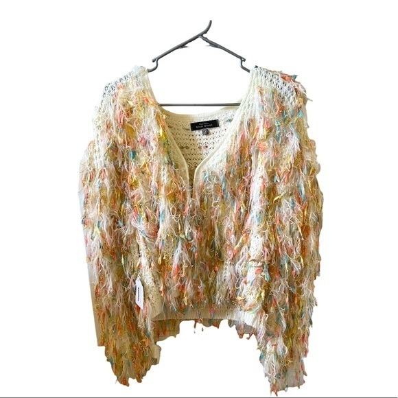 Colorful white furry jacket - Picture 2 of 4